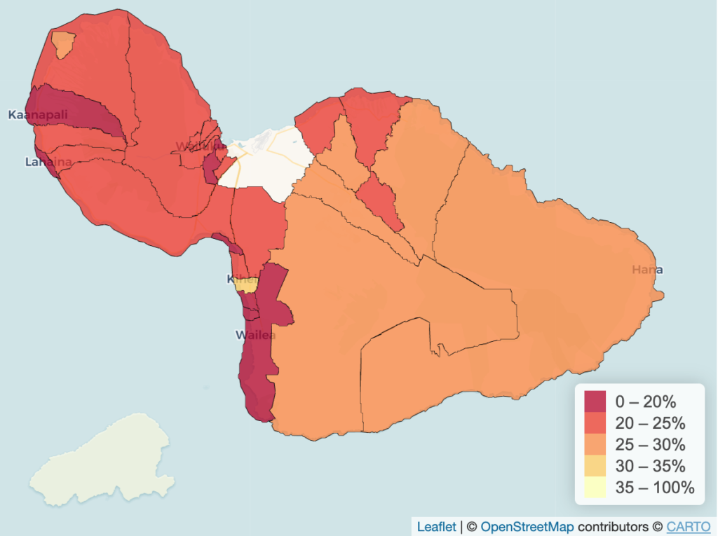 Share of Maui residents who stayed home all day