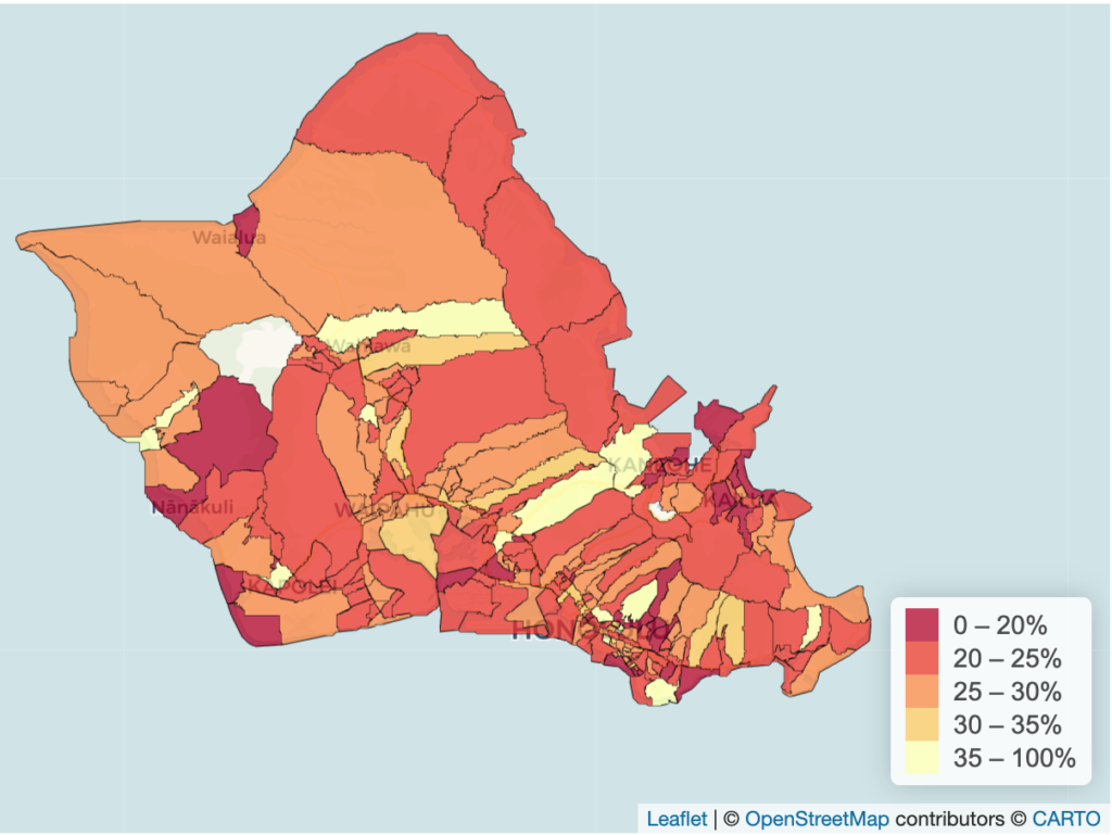 Share of Oahu residents who stayed home all day