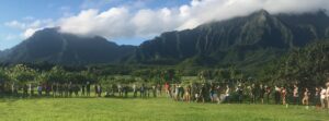 Opening ceremony at our first Pu‘ulani community planting work day at Kāko‘o ‘Ōiwi in January 2019